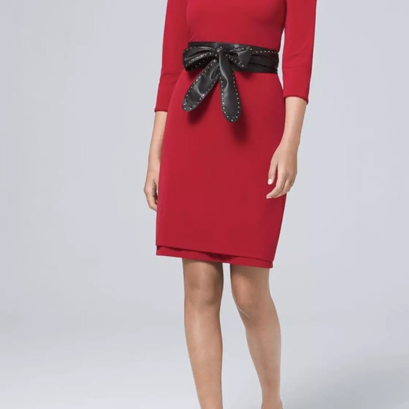 White House Black Market Red Rose Floral Print Reversible Dress Size XS - Picture 2 of 6